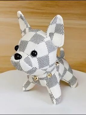 Checkered Black And White French Bulldog Bag Charm NWT